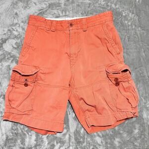 Polo Ralph Lauren Cargo Shorts Mens Size 33 Orange Pink Canvas Fatigue Cotton